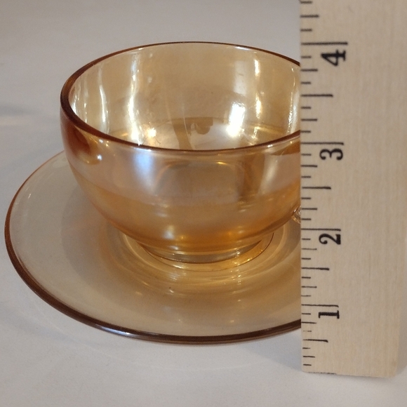 Vintage Jeanette Marigold Carnival Glass Tea Cup And Saucer Set of 2 - Picture 5 of 5